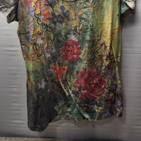 CURIOUS GYPSY Size M RHINESTONES Shirt Top - Picture 5 of 5